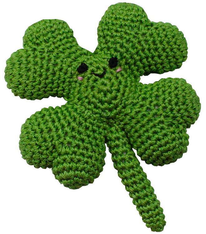 Knit Knacks Lucky the Four Leaf Clover Organic Cotton Small Dog Toy